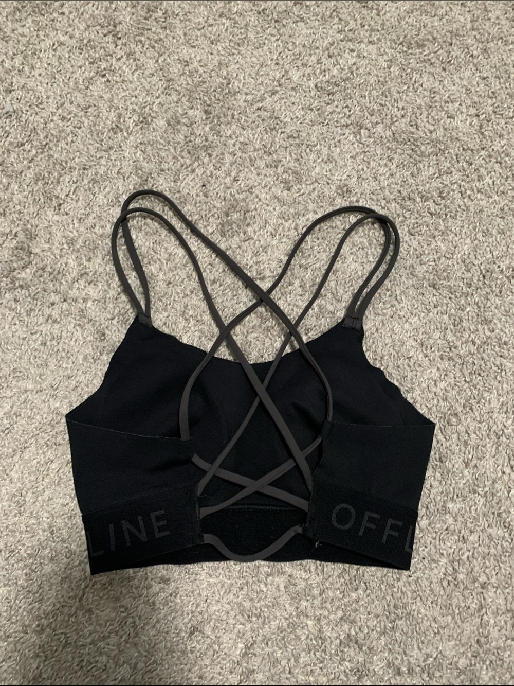 Aerie Offline Black Strappy Padded Sports Bra - Picture 4 of 4